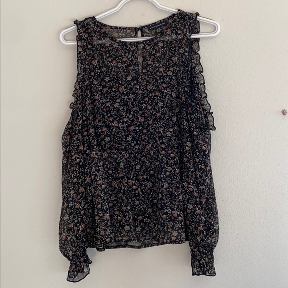 Flowy Floral Open Shoulder Blouse